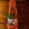 Funky Baby Pink Macramé Hanging Table / Shelf & Mini Plant Hanger - Image 2