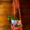 Funky Baby Pink Macramé Hanging Table / Shelf & Mini Plant Hanger - Image 3