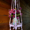 Funky Baby Pink Macramé Hanging Table / Shelf & Mini Plant Hanger - Image 5