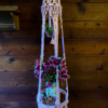Funky Baby Pink Macramé Hanging Table / Shelf & Mini Plant Hanger - Image 4
