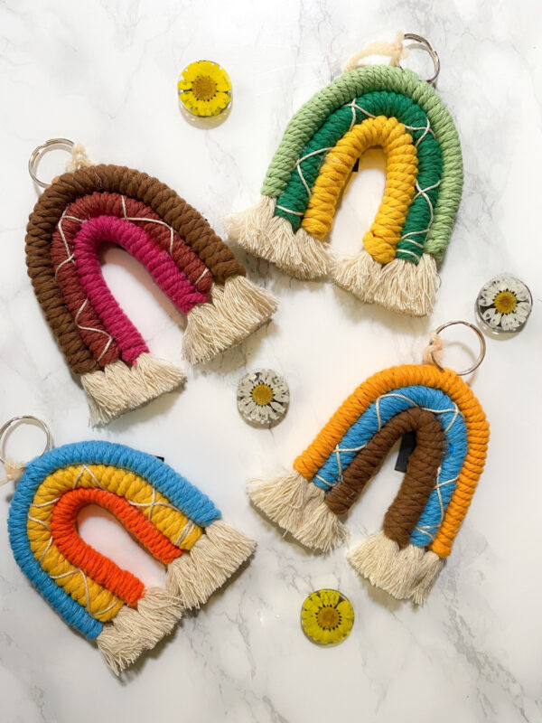 Boho Macramé Rainbow Keychain