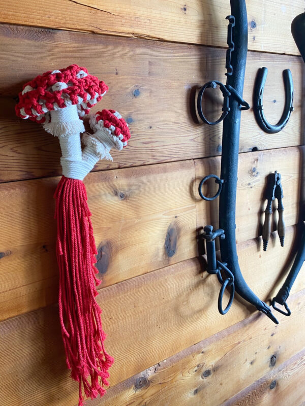 Cherry Red Macrame Mushrooms