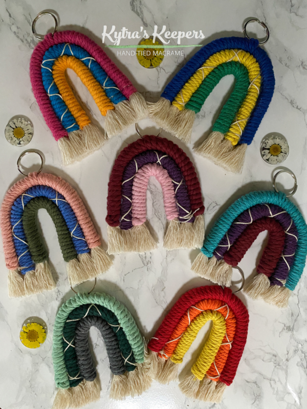 Boho Macramé Rainbow Keychain