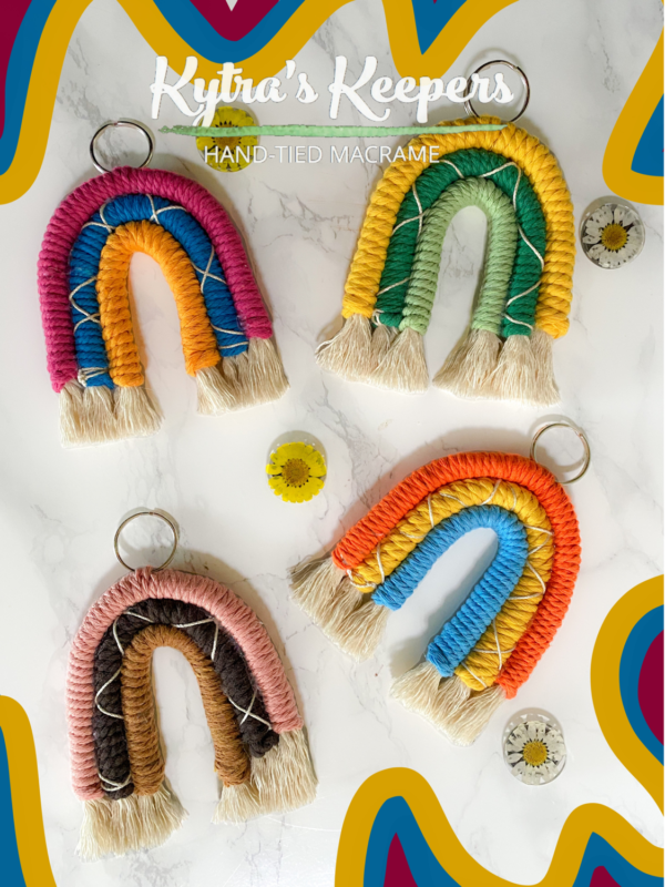 Boho Macramé Rainbow Keychain