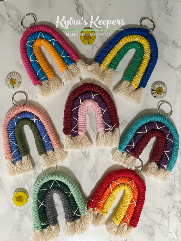 Boho Macramé Rainbow Keychain