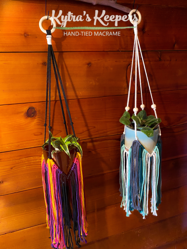 Flowy Vintage Style - Hippie Plant Hangers - 70s Home Decor - Turmeric Tie-Dye