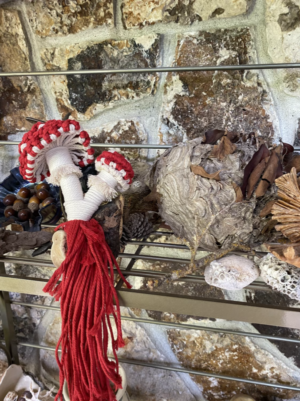 Cherry Red Macrame Mushrooms