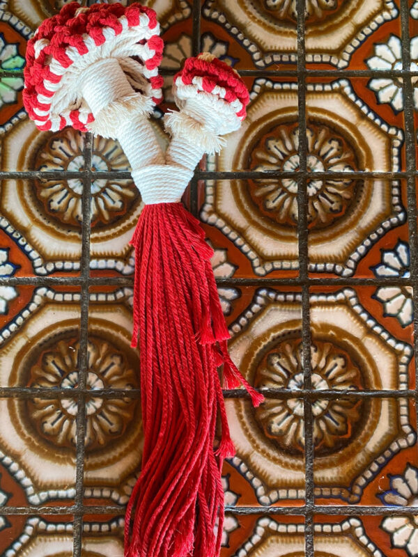 Cherry Red Macrame Mushrooms