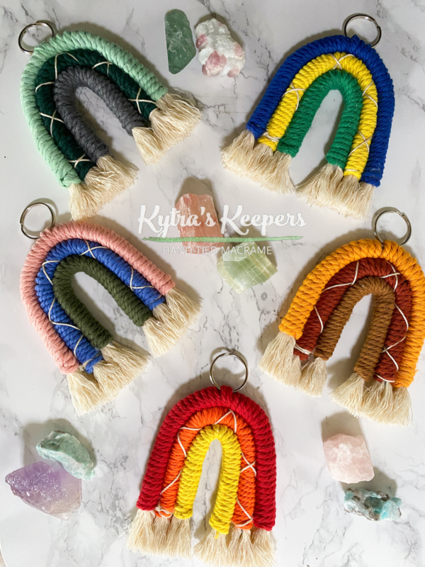 Boho Macramé Rainbow Keychain